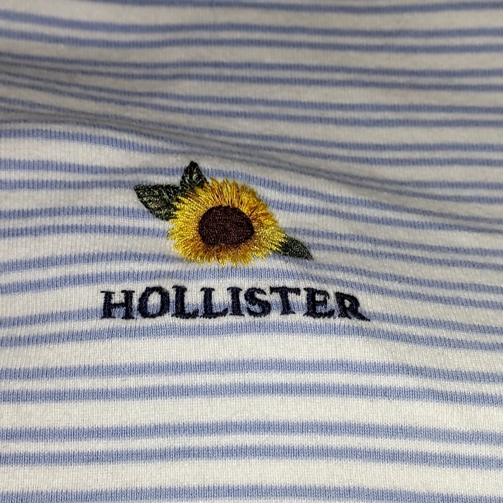 Blue and white striped Hollister crop top